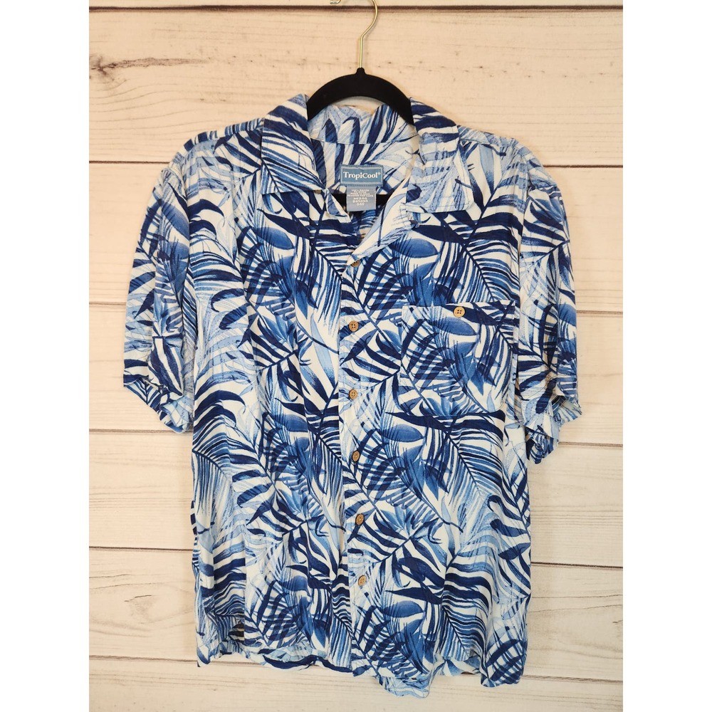 Tropicool Mens Multicolor Floral Printed Short Sleeve Casual Button Down Shirt M